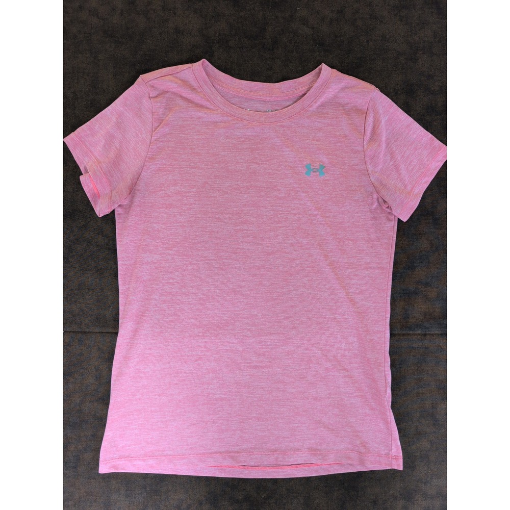 Under Armour HeatGear Pink Heathered Loose Fit Short Sleeve Training Tee Small